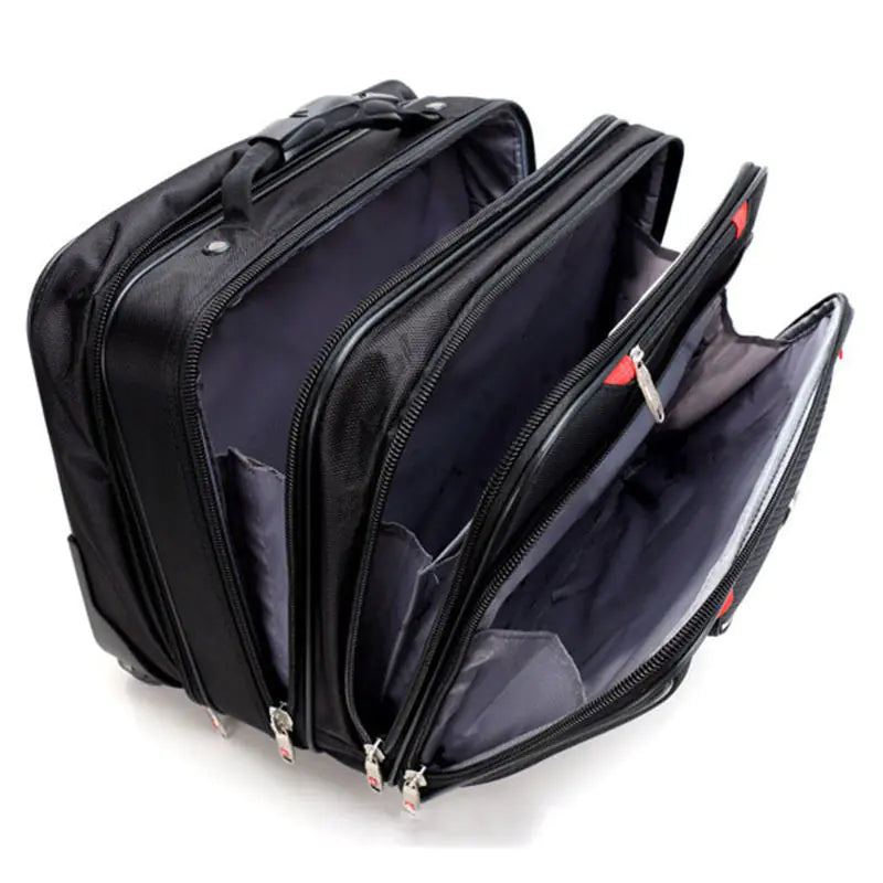Nylon Dark Black Telescopic 18-Inch Travel Suitcase - Store Deals
