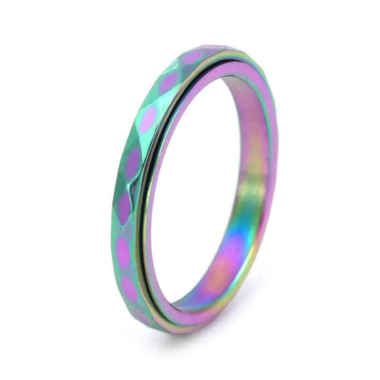 Thin Rotatable Titanium Steel Diamond Ring