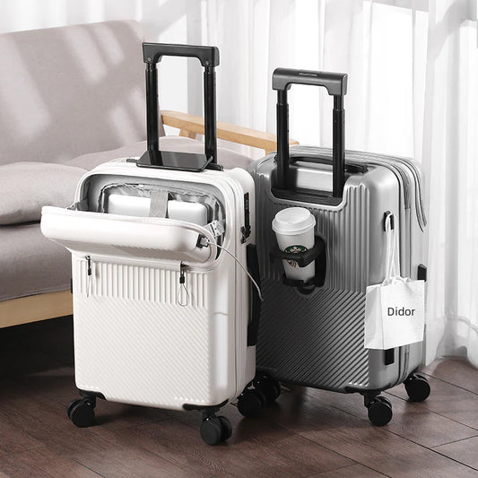 20-Inch Multifunctional Travel Suitcase with Cup Holder - Store Deals