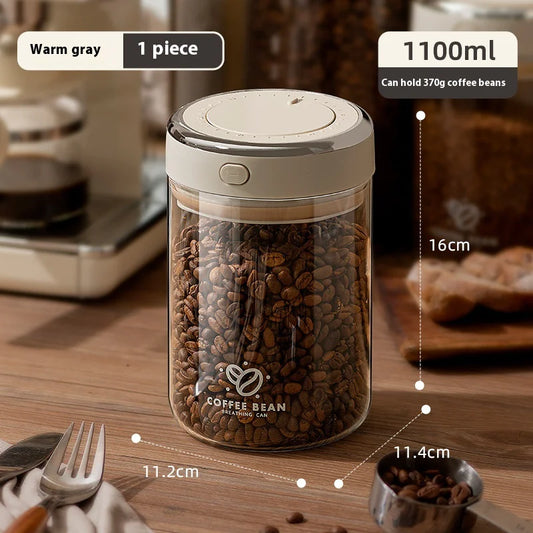 Vacuum-Sealed Coffee Bean Storage Canister - Airtight Freshness Keeper