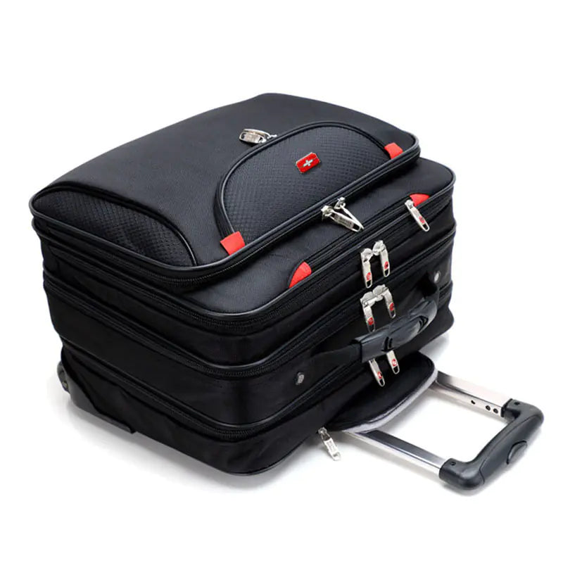 Nylon Dark Black Telescopic 18-Inch Travel Suitcase - Store Deals