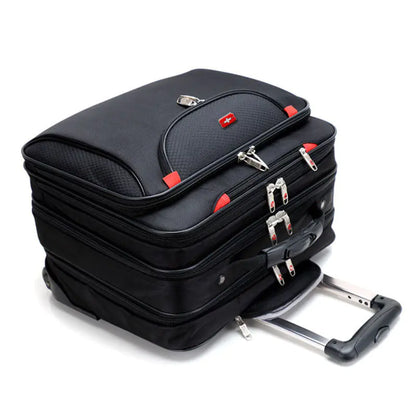 Nylon Dark Black Telescopic 18-Inch Travel Suitcase - Store Deals