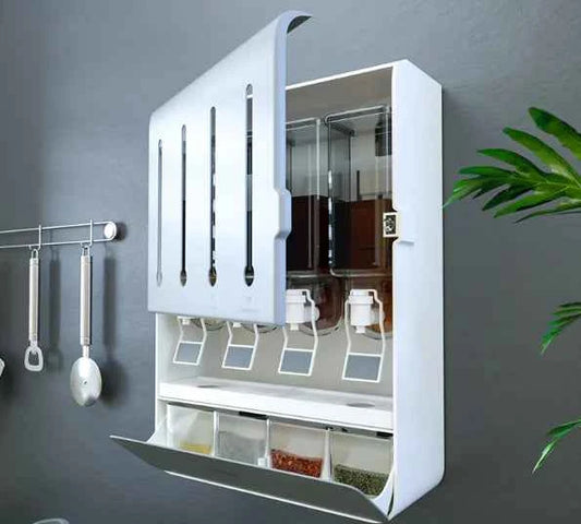 Wall-Mounted Condiment Jar - Press Faucet Kitchen Jar Set for Easy Use