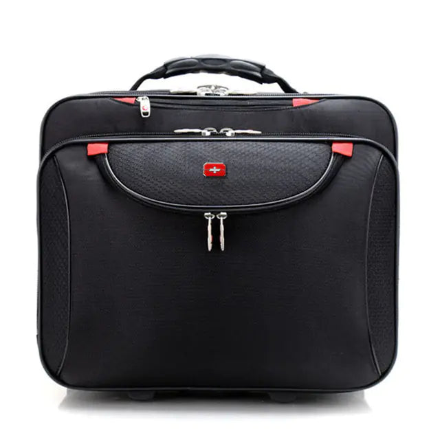 Nylon Dark Black Telescopic 18-Inch Travel Suitcase - Store Deals