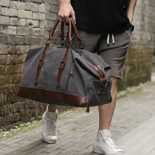 Retro Canvas Tote Bag for Men - Large Capacity Travel Bag