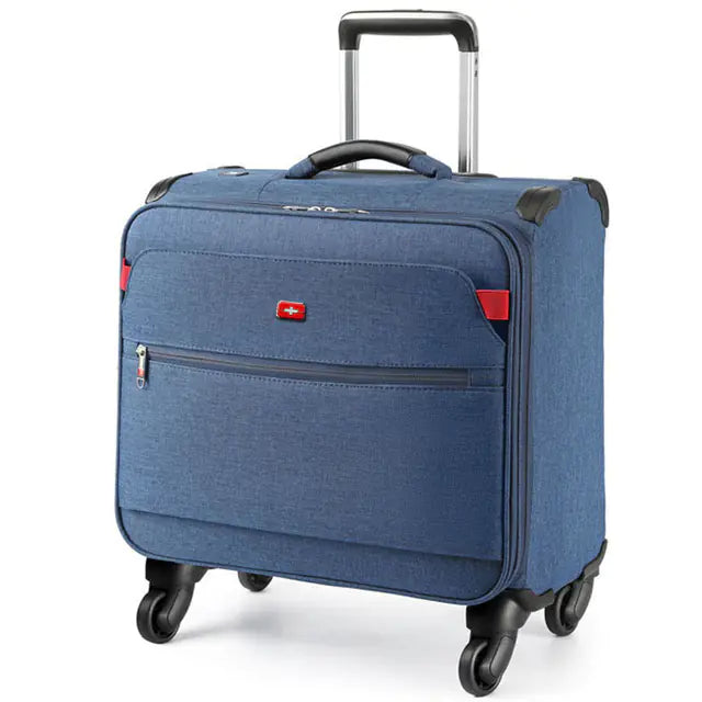 Nylon Dark Black Telescopic 18-Inch Travel Suitcase - Store Deals