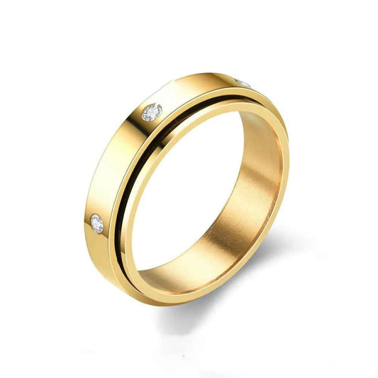 Rotatable Titanium Diamond Ring - Couples' Lasting Love & Elegance