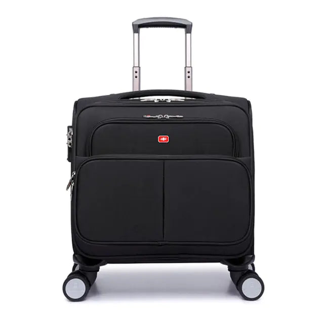 Nylon Dark Black Telescopic 18-Inch Travel Suitcase - Store Deals