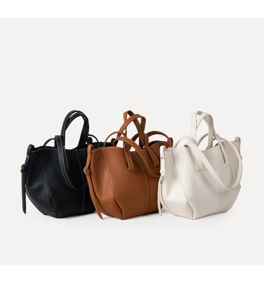Pleated Leather Tote Bag - Large Capacity - Store Deals