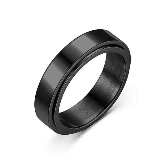 Titanium Steel Lettering Ring - Glossy Rotatable Custom Ring