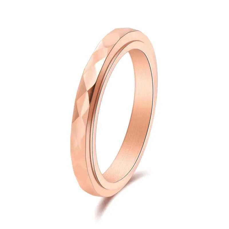 Rotatable Titanium Steel Ring - Simple Diamond Design and Elegance