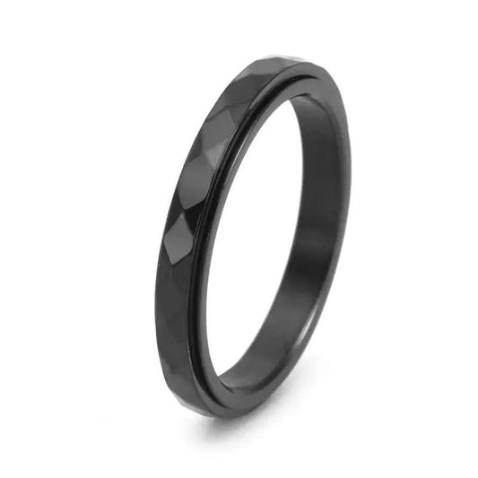 Rotatable Titanium Steel Ring - Simple Diamond Design and Elegance