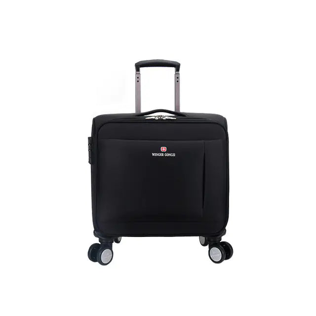 Nylon Dark Black Telescopic 18-Inch Travel Suitcase - Store Deals
