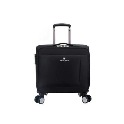Nylon Dark Black Telescopic 18-Inch Travel Suitcase - Store Deals