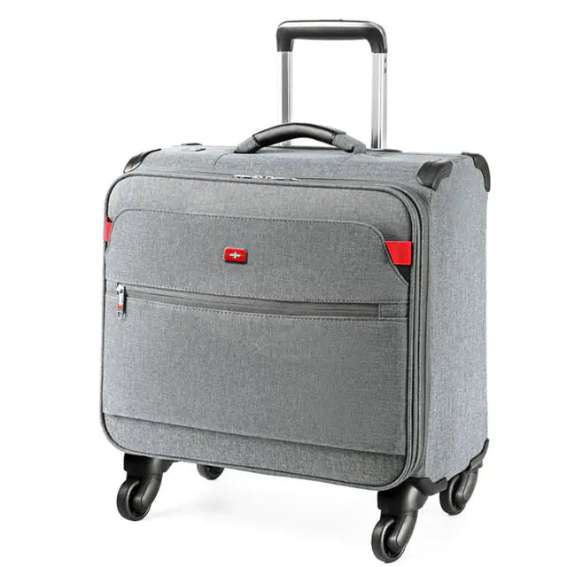 Nylon Dark Black Telescopic 18-Inch Travel Suitcase - Store Deals