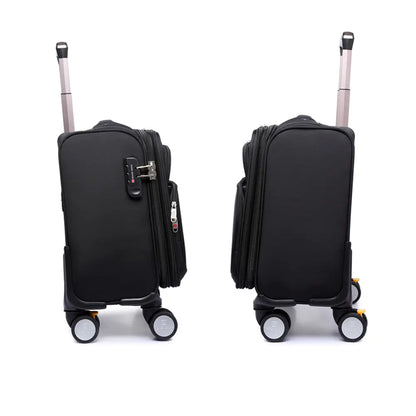 Nylon Dark Black Telescopic 18-Inch Travel Suitcase - Store Deals