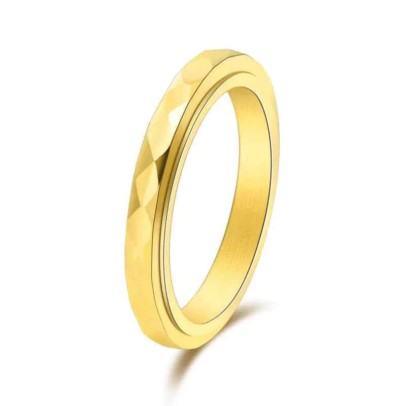Rotatable Titanium Steel Ring - Simple Diamond Design and Elegance