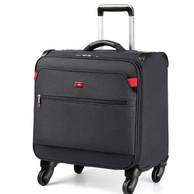 Nylon Dark Black Telescopic 18-Inch Travel Suitcase - Store Deals