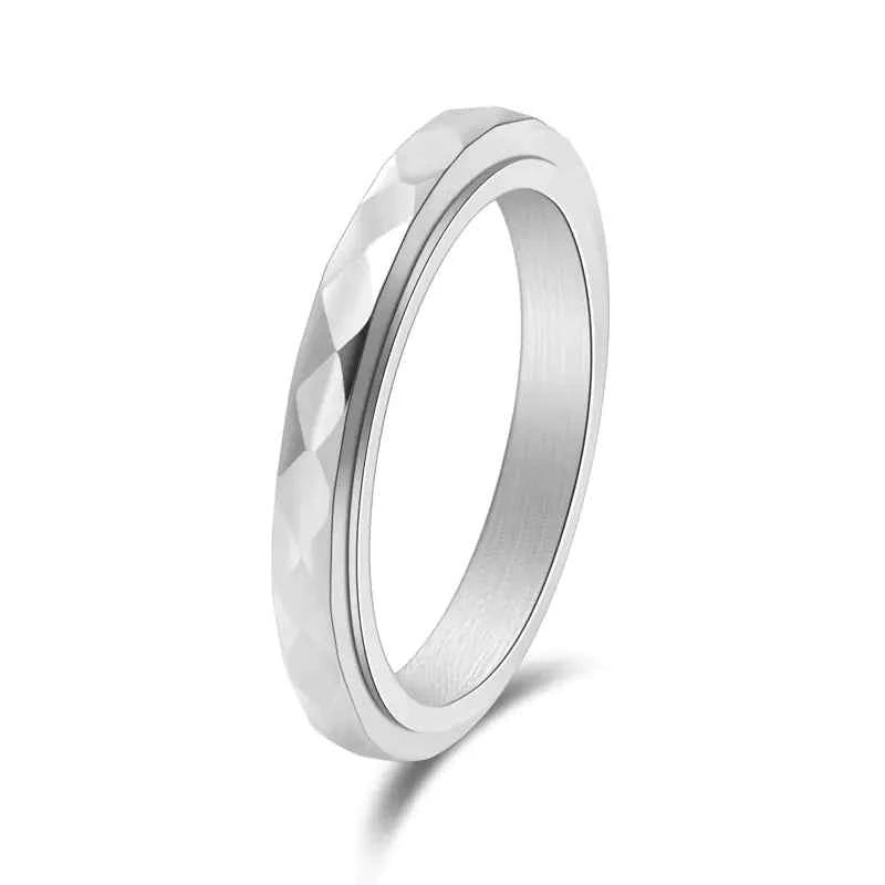 Rotatable Titanium Steel Ring - Simple Diamond Design and Elegance